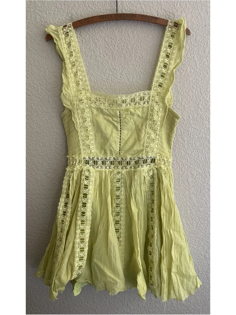 Free People Verona Mini Dress Lime Women’s Size Small